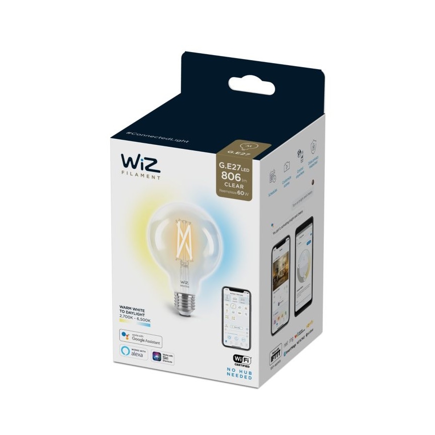 LED Stmievateľná žiarovka FILAMENT G95 E27/6,7W/230V 2700-6500K CRI 90 Wi-Fi - WiZ