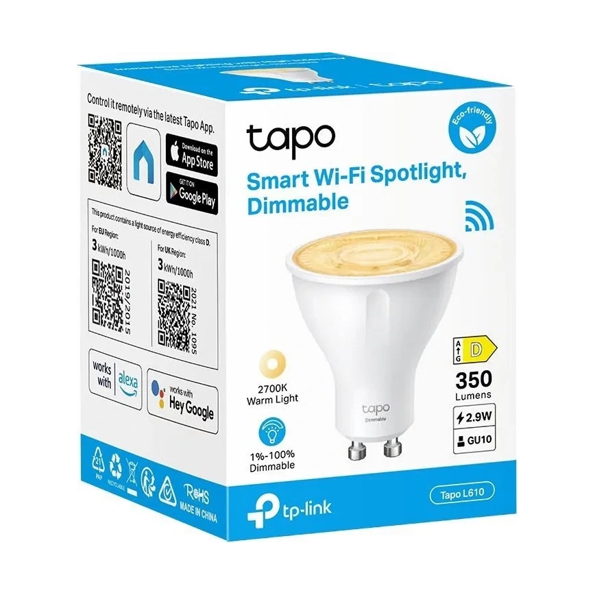 LED Stmievateľná žiarovka GU10/2,9W/230V 2700K Wi-Fi - TP-Link