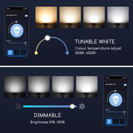 LED Stmievateľná žiarovka GU10/5W/230V 3000-6500K Wi-Fi - Aigostar