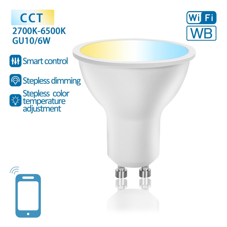 LED Stmievateľná žiarovka GU10/6W/230V 2700-6500K Wi-Fi - Aigostar