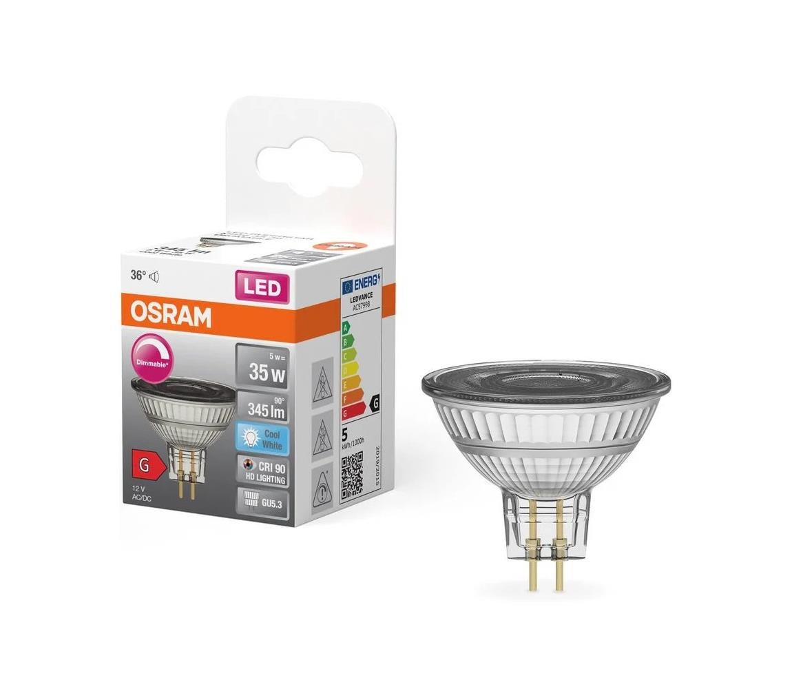 LED Stmievateľná žiarovka MR16 GU5,3/5W/12V 4000K 36° CRI 90 - Osram 4058075796737
