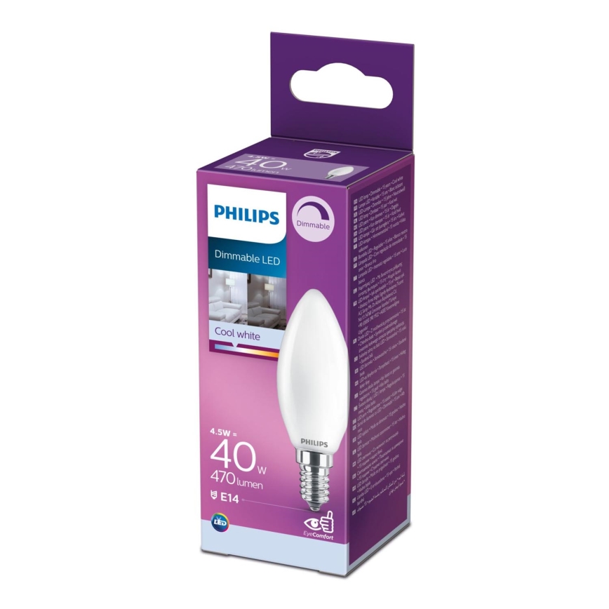 LED Stmievateľná žiarovka Philips B35 E14/4,5W/230V 4000K
