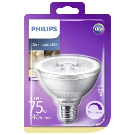 LED Stmievateľná žiarovka Philips E27/9,5W/230V 2700K