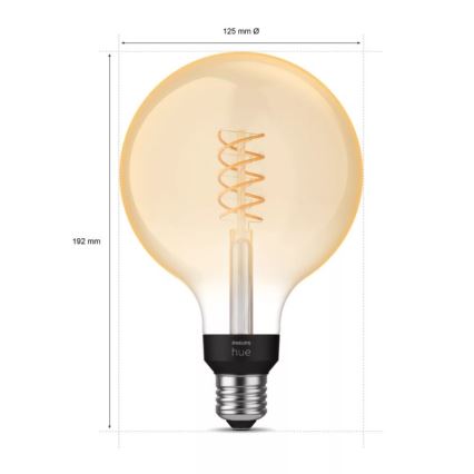 LED Stmievateľná žiarovka Philips Hue WHITE FILAMENT G125 E27/7W/230V 2100K