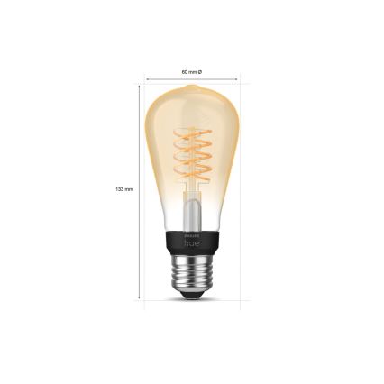 LED Stmievateľná žiarovka Philips Hue WHITE FILAMENT ST64 E27/7W/230V 2100K