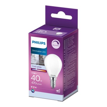 LED Stmievateľná žiarovka Philips P45 E14/4,5W/230V 4000K