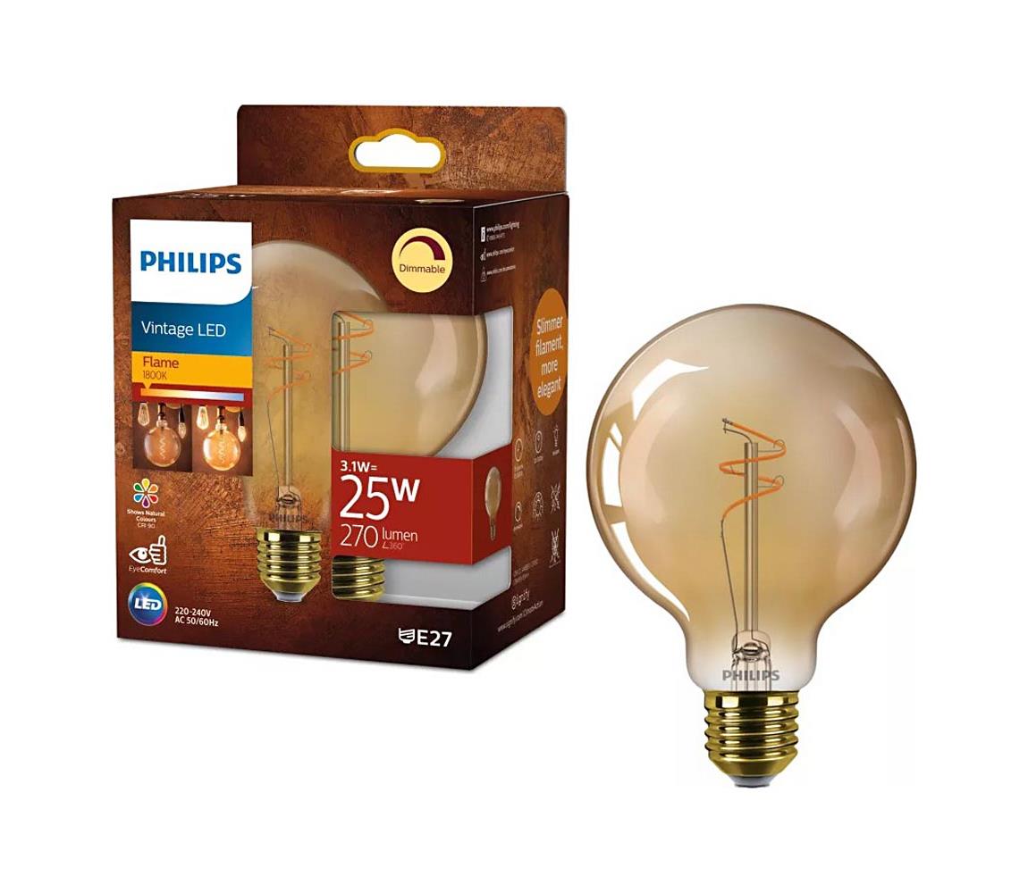 LED stmievateľná žiarovka Philips VINTAGE G95 E27 3,1W/230V 1800K 872110304903200