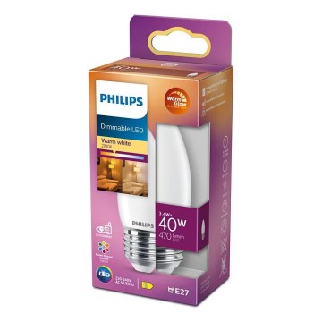 LED Stmievateľná žiarovka Philips Warm Glow B35 E27/3,4W/230V 2200-2700K CRI 90