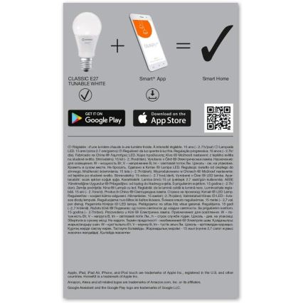 LED Stmievateľná žiarovka SMART+ E27/9,5W/230V 2700K-6500K Wi-Fi - Ledvance