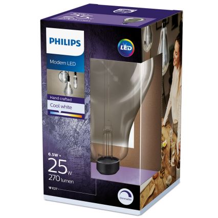 LED Stmievateľná žiarovka SMOKY VINTAGE Philips A160 E27/6,5W/230V 4000K