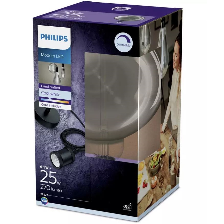 LED Stmievateľná žiarovka SMOKY VINTAGE Philips E27/6,5W/230V 4000K
