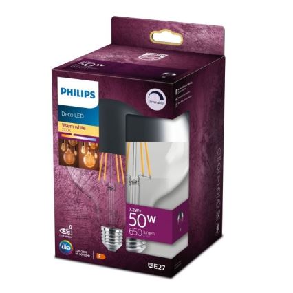 LED Stmievateľná žiarovka so zrkadlovým vrchlíkom DECO Philips G125 E27/7,2W/230V 2700K