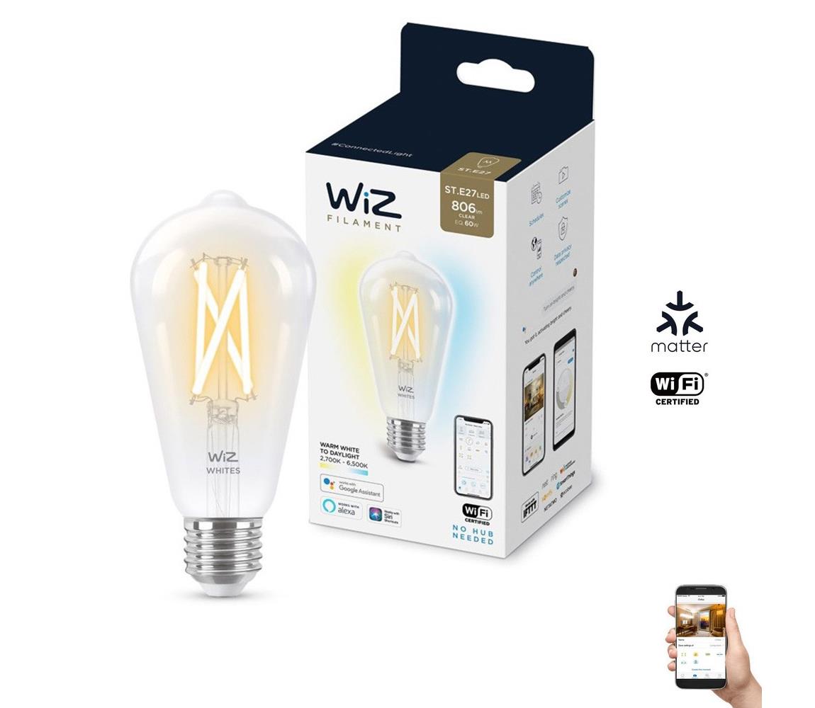 LED Stmievateľná žiarovka ST64 E27/6,7W/230V 2700-6500K CRI 90 Wi-Fi - WiZ 8718699787172