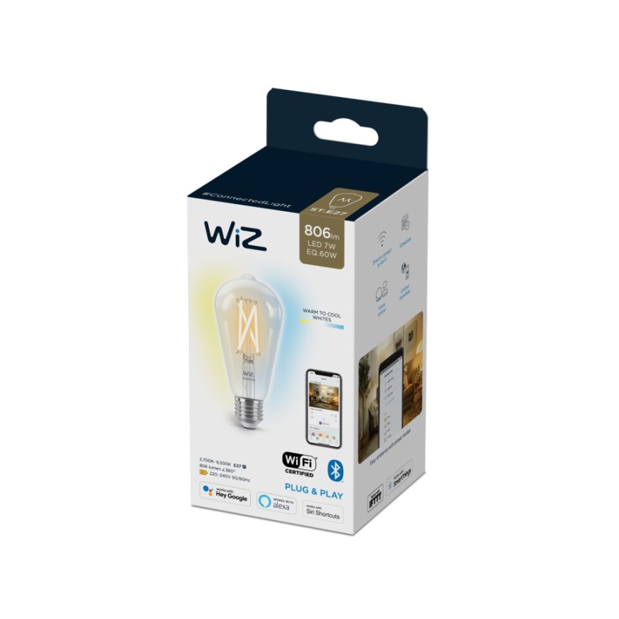 LED Stmievateľná žiarovka FILAMENT ST64 E27/6,7W/230V 2700-6500K CRI 90 Wi-Fi - WiZ
