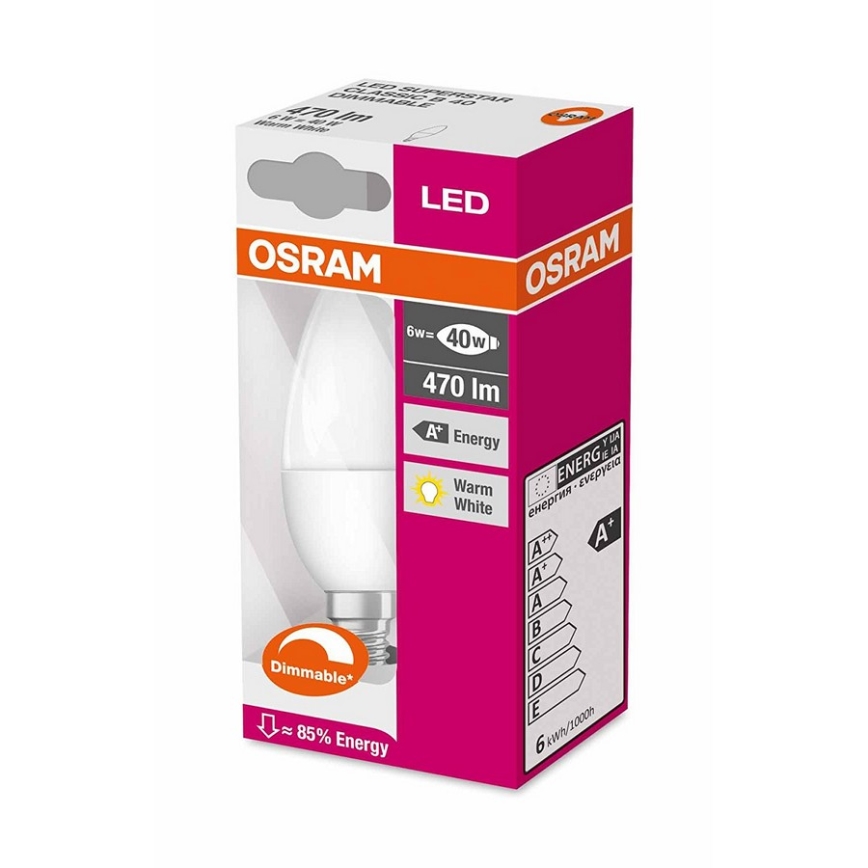 LED Stmievateľná žiarovka SUPERSTAR CLASSIC E14/6W/230V - Osram