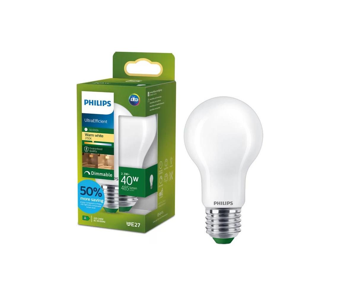 LED Stmievateľná žiarovka ULTRAEFFICIENT Philips A60 E27/2,3W/230V 2700K 872110305195000
