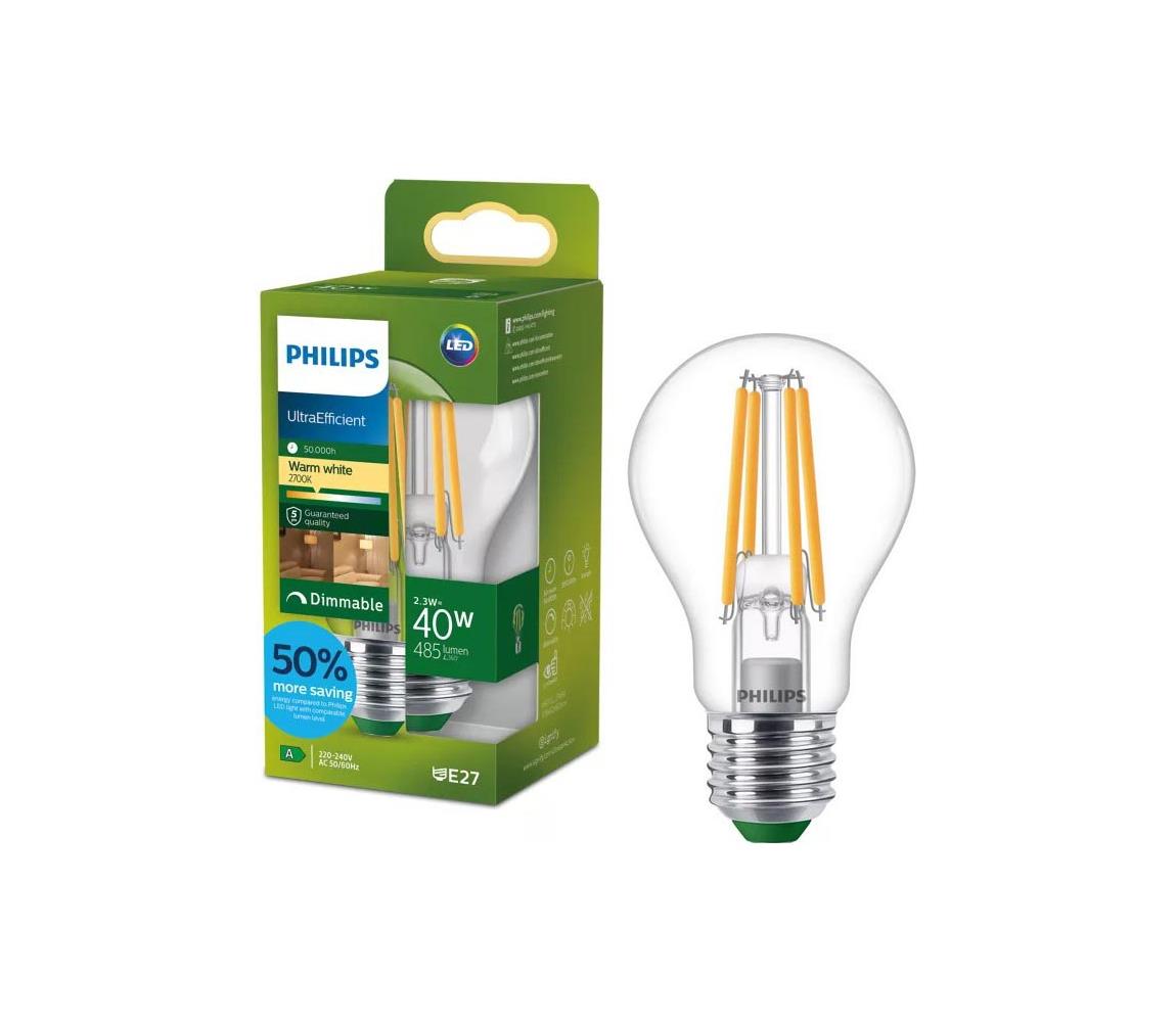 LED stmievateľná žiarovka ULTRAEFFICIENT VINTAGE Philips A60 E27/2,3W/230V 2700K 872110305193600