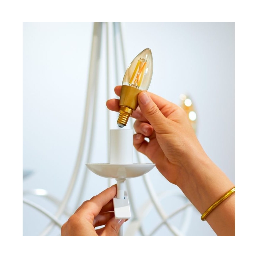 LED Stmievateľná žiarovka VINTAGE FILAMENT C35 E14/4,9W/230V 2000-5000K CRI 90 Wi-Fi - WiZ