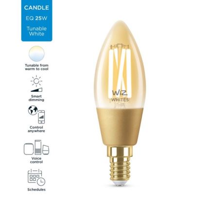 LED Stmievateľná žiarovka VINTAGE FILAMENT C35 E14/4,9W/230V 2000-5000K CRI 90 Wi-Fi - WiZ