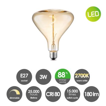 LED Stmievateľná žiarovka VINTAGE EDISON E27/3W/230V 2700K