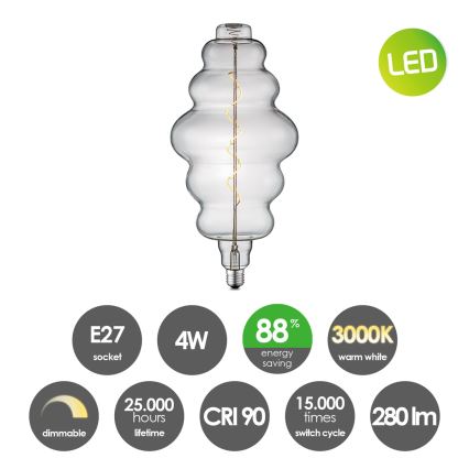 LED Stmievateľná žiarovka VINTAGE EDISON E27/4W/230V 3000K CRI 90