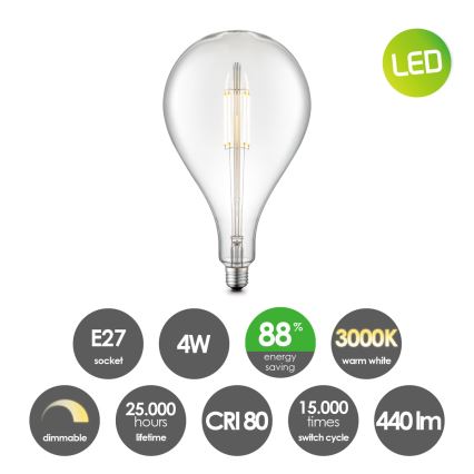 LED Stmievateľná žiarovka VINTAGE EDISON E27/4W/230V 3000K