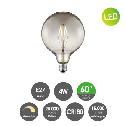 LED Stmievateľná žiarovka VINTAGE EDISON G125 E27/4W/230V 2700K