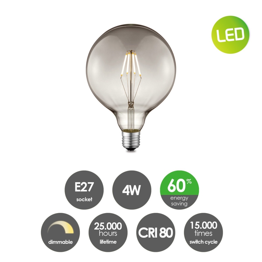 LED Stmievateľná žiarovka VINTAGE EDISON G125 E27/4W/230V 2700K