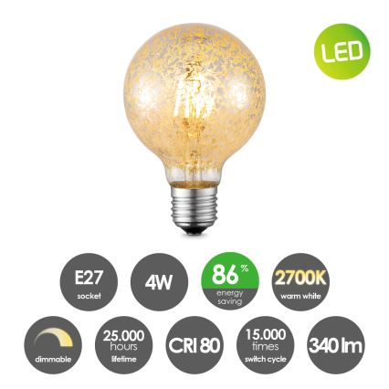 LED Stmievateľná žiarovka VINTAGE EDISON G95 E27/4W/230V 2700K