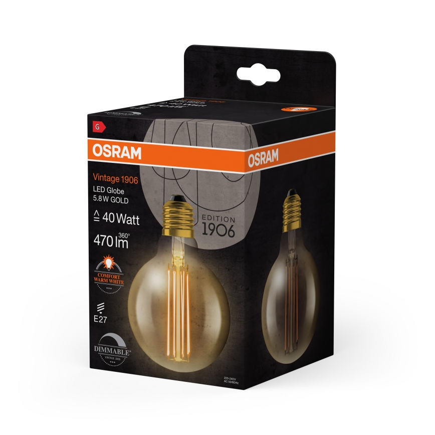 LED stmievateľná žiarovka VINTAGE FILAMENT E27/5,8W/230V 2200K - Osram