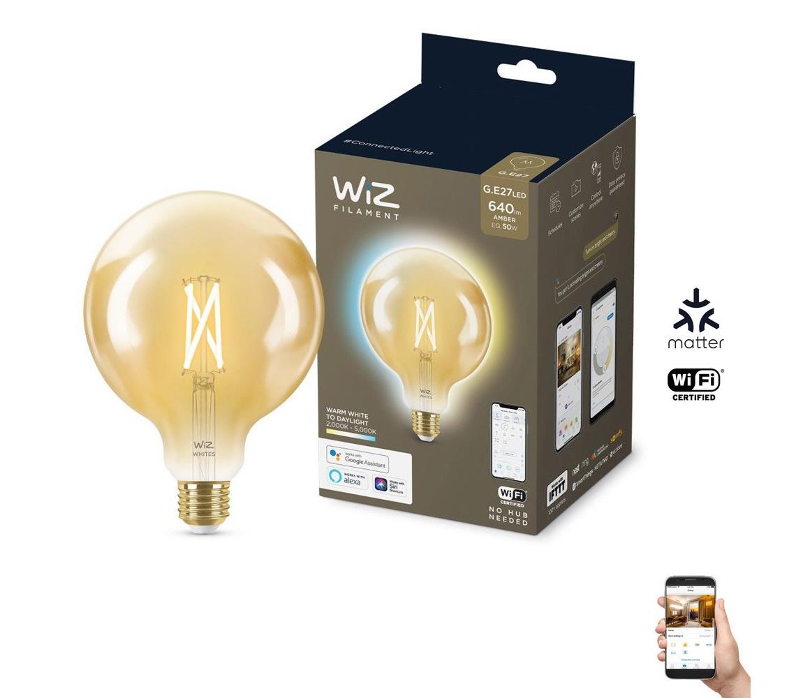 WiZ LED Stmievateľná žiarovka VINTAGE G125 E27/6,7W/230V 2000-5000K CRI 90 Wi-Fi - WiZ
