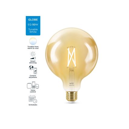 LED Stmievateľná žiarovka VINTAGE FILAMENT G125 E27/6,7W/230V 2000-5000K CRI 90 Wi-Fi - WiZ