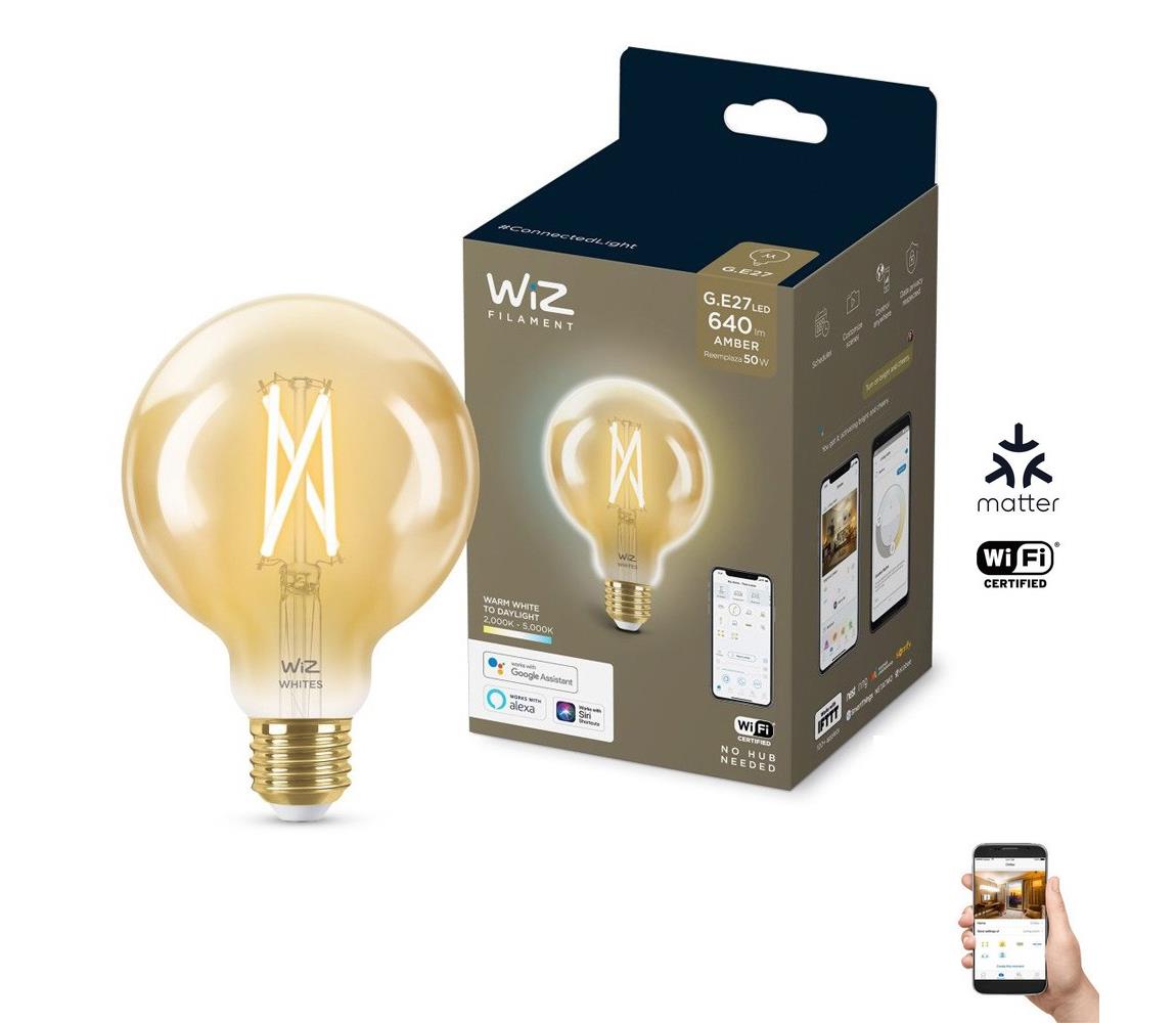 LED Stmievateľná žiarovka VINTAGE G95 E27/6,7W/230V 2000-5000K CRI 90 Wi-Fi - WiZ 8718699786793