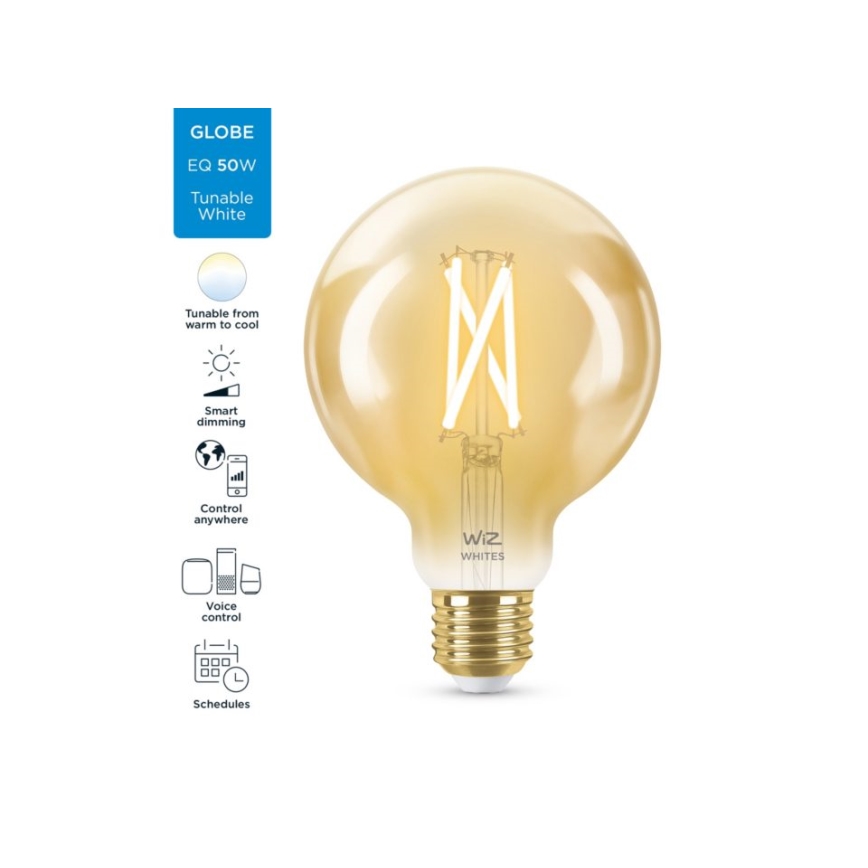 LED Stmievateľná žiarovka VINTAGE FILAMENT G95 E27/6,7W/230V 2000-5000K CRI 90 Wi-Fi - WiZ