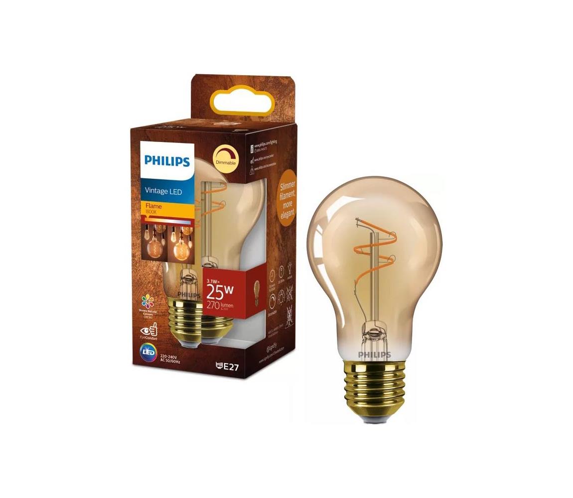LED Stmievateľná žiarovka VINTAGE Philips A60 E27/3,1W/230V 1800K 872110304901800