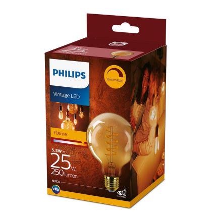 LED Stmievateľná žiarovka VINTAGE Philips G93 E27/4W/230V 1800K