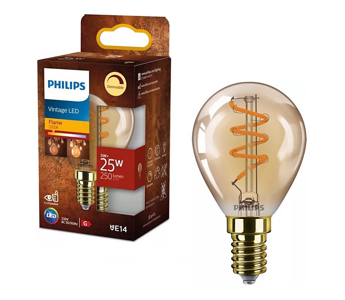 LED Stmievateľná žiarovka VINTAGE Philips P45 E14/3W/230V 2200K 8720169191617