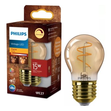 LED Stmievateľná žiarovka VINTAGE Philips P45 E27/2,7W/230V 1800K