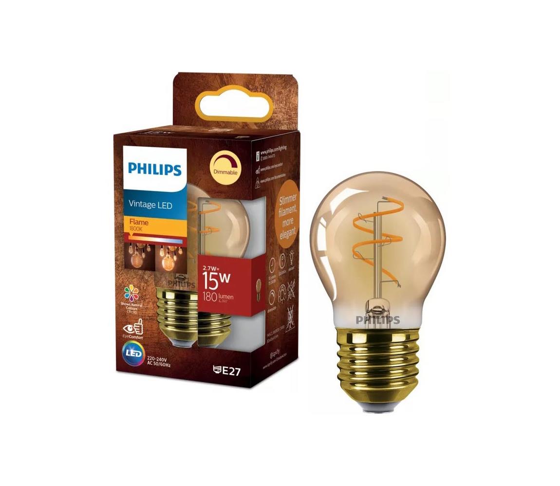 LED Stmievateľná žiarovka VINTAGE Philips P45 E27/2,7W/230V 1800K 872110304893600