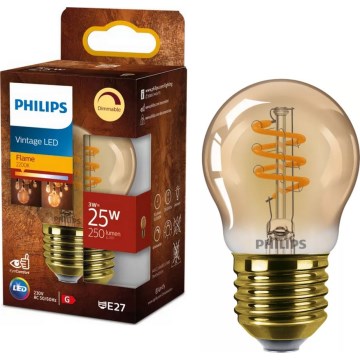 LED Stmievateľná žiarovka VINTAGE Philips P45 E27/3W/230V 2200K