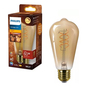 LED stmievateľná žiarovka VINTAGE Philips ST64 E27/7,3W/230V 2200K CRI 90