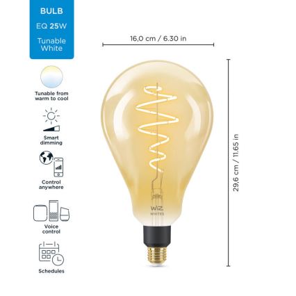 LED Stmievateľná žiarovka VINTAGE FILAMENT PS160 E27/6,5W/230V 2000-5000K CRI 90 Wi-Fi -WiZ