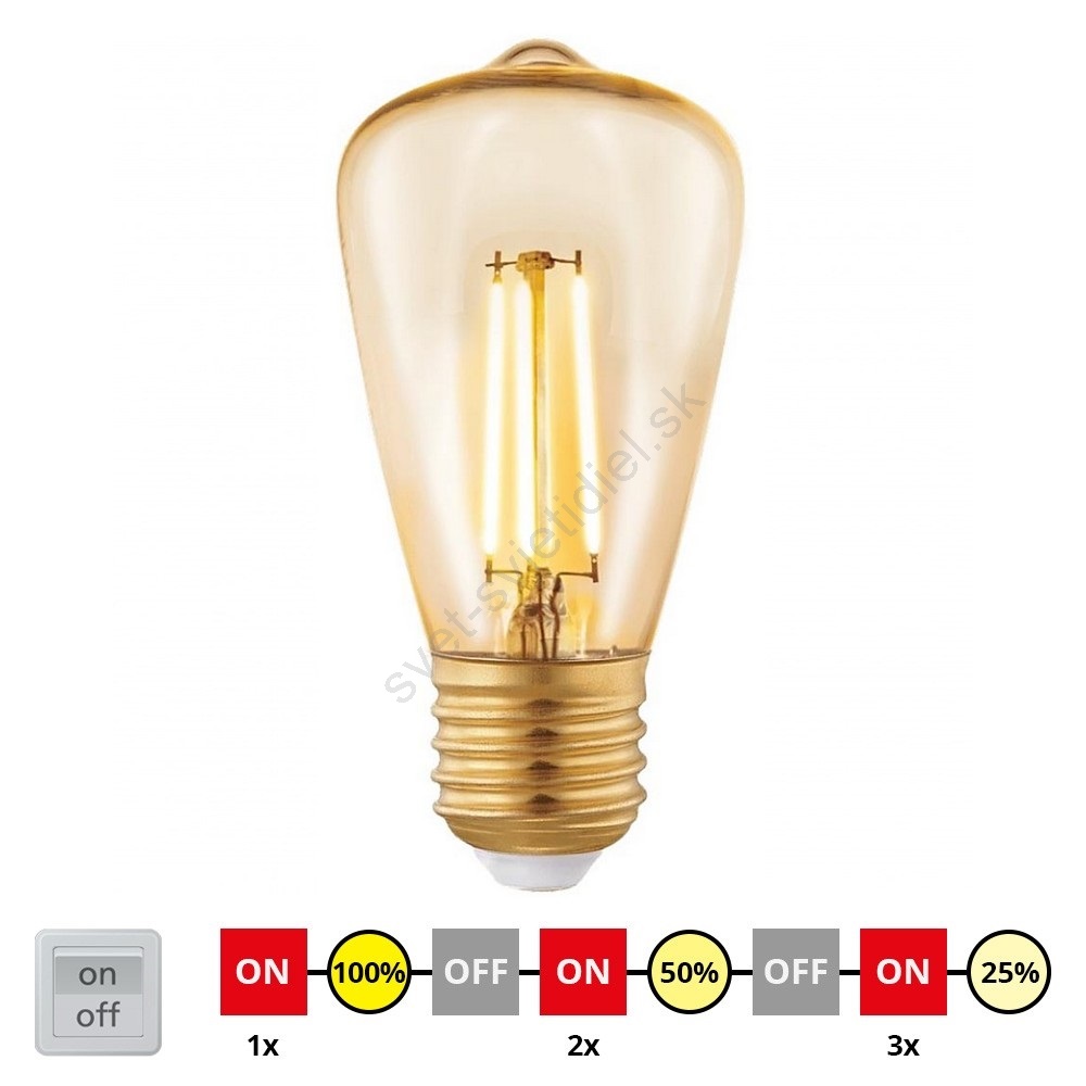 LED Stmievateľná žiarovka VINTAGE ST48 E27/3W/230V 2200K - Eglo 12521 ...