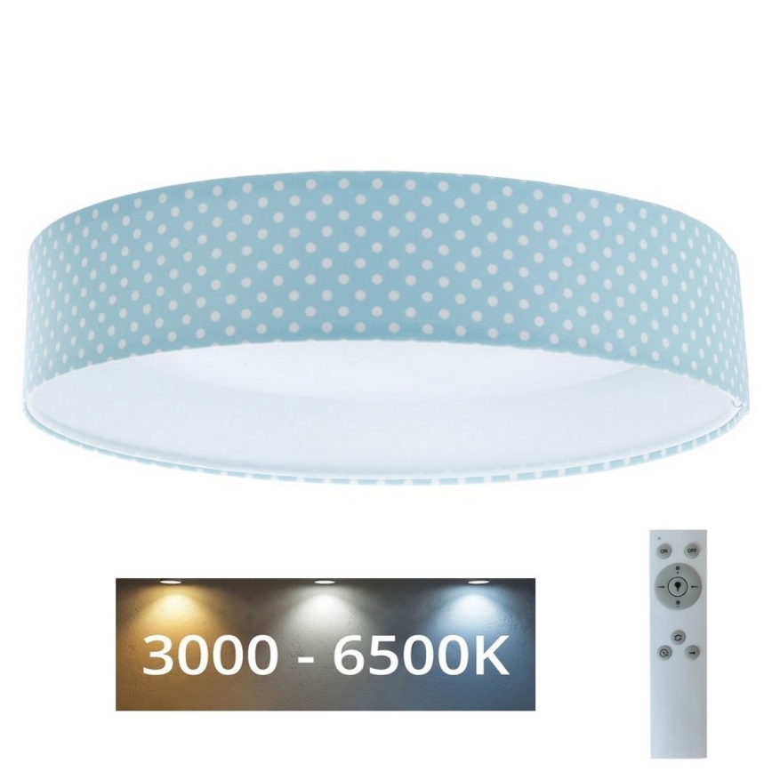 LED Stmievateľné detské stropné svietidlo SMART GALAXY KIDS LED/24W/230V 3000-6500K bodky tyrkysová/biela + diaľkové ovládanie