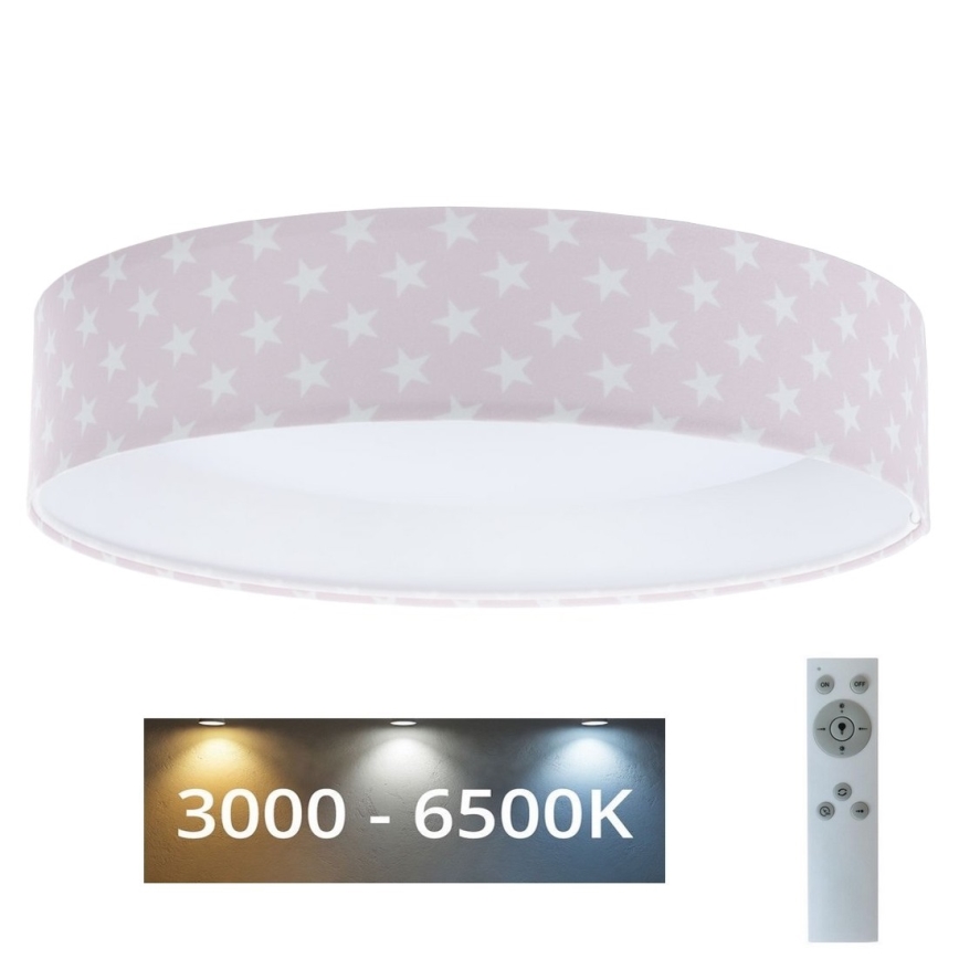 LED Stmievateľné detské stropné svietidlo SMART GALAXY KIDS LED/24W/230V 3000-6500K hviezdičky ružová/biela + diaľkové ovládanie