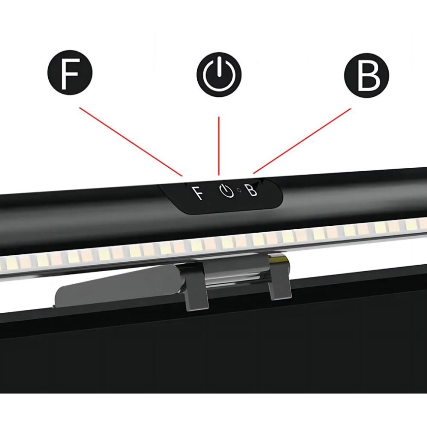 LED Stmievateľné dotykové osvetlenie monitora LED/5W/5V 3000/4000/5000/6000K 42 cm čierna