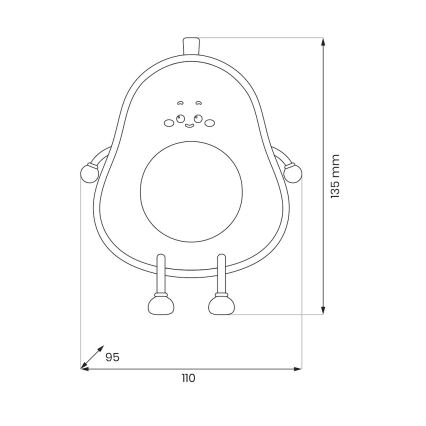 LED stmievateľné nabíjateľné dotykové detské nočné svetlo AVOCADO LED/1W/5V 1200 mAh