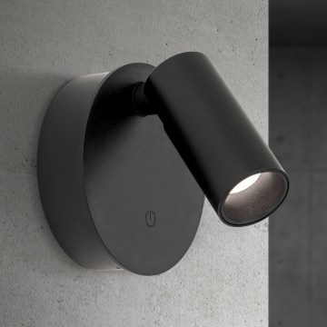 LED stmievateľné nabíjateľné dotykové nástenné bodové svietidlo LUXY LED/1W/5V 2200 mAh 2700/3000/4000K čierne