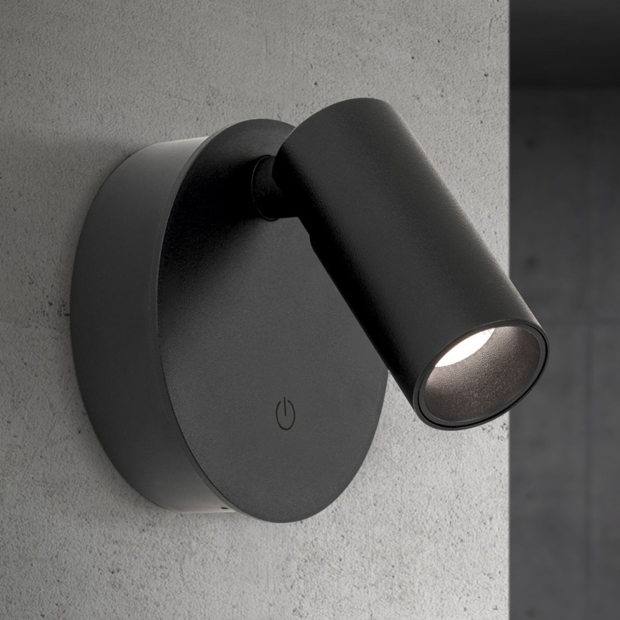 LED stmievateľné nabíjateľné dotykové nástenné bodové svietidlo LUXY LED/1W/5V 2200 mAh 2700/3000/4000K čierne