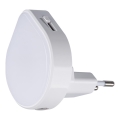 LED Stmievateľné orientačné svietidlo so súmrakovým senzorom do zásuvky ULOV LED/0,5W/230V biela